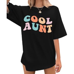 Cool Aunt Shirt for Women Cute Auntie Gift Tee Aunts Graphic Short Sleeve T-Shirt Vintage Aunt Oversized Tops