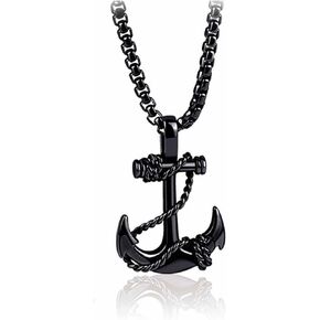 JczR.Y Anchor Necklace for Men Women Cross Anchor Necklace Pendant Retro Navy Soldier Surfer Anchor Necklace Blue Ocean Summer Beach Necklace Jewelry Gifts