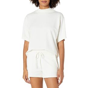 The Drop Women's Adeline Loose Short-Sleeve Mockneck Drop-Shoulder T-Shirt