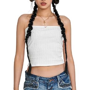 Women Y2K Lace Strapless Tube Top Off Shoulder Bustier Crop Tops Aesthetic Backless Slim Fit Tank Streetwear