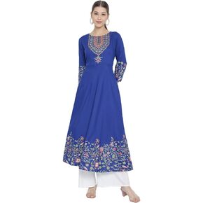 Yash Gallery Women's Rayon Floral Placement Printed Anarkali kurta