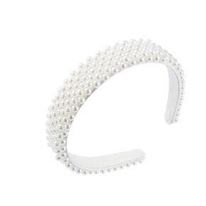 Pearl Headbands for Girls and Women, Plastic Wide Hair Hoop Band Embellish with Bling String Beads Fashion Gift for Children's Day, Graduation Ceremony, Prom Party, Casual Dress