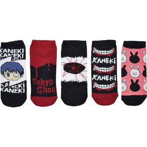 Tokyo Ghoul Socks Cosplay (5 Pair) - (Women) Tokyo Ghoul Merchandise Low Cut Socks - Fits Shoe Size: 4-10 (Ladies)