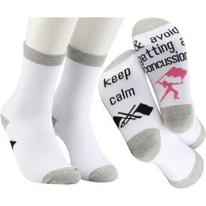 MBMSO 2 Pairs Color Guard Socks Color Guard Gifts for Coach Team Keep Calm and Avoid Getting a Concussion Winter Guard Gift