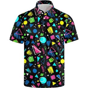 Men's Classic 80s Golf Shirt 90s Short Sleeve Casual Comfort