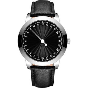 BOFAN 24 Hour Business Watch for Men Swiss Quartz Movement Waterproof Wrist Watch with Soft and Comfortable Black Genuine Strap.