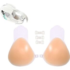 Strapless Sticky Push up Reusable Silicone Bra, Invisible Adhesive Bra, with Double Sided Skin Tape
