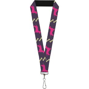 Buckle-Down Lanyard-1.0"-Dachshunds & Bones Purple/Fuchsia/Green