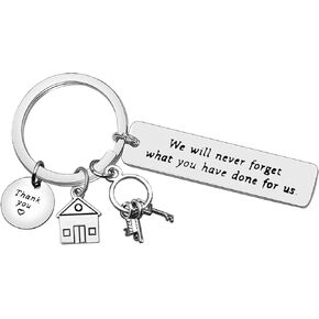 Xiahuyu Realtor Gifts Keychain We Will Never Forget What You Have Done for Us Keychain Realtor Closing Gifts Realtor House Keychain Thank You Gifts for Real Estate Sales Agent
