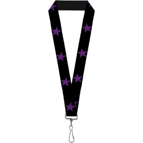 Buckle-Down Lanyard-1.0"-Star Black/Purple