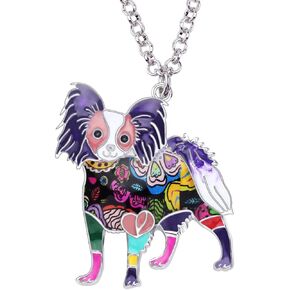 Enamel Alloy Floral Papillon Dog Necklace Pendant Chain Charm Jewelry for Women Girls Kids Gift