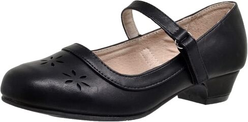 Girls' Dress Shoes Mary Jane Low Heel Flowers Cut Out Accents Leather Lining Insole Comfortable Memory Foam Cushion Wedding Party Princess Pump School Shoe in Kuwait