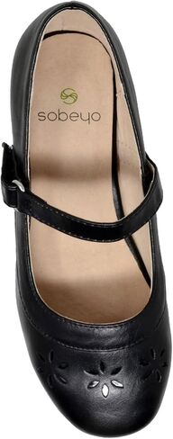 Girls' Dress Shoes Mary Jane Low Heel Flowers Cut Out Accents Leather Lining Insole Comfortable Memory Foam Cushion Wedding Party Princess Pump School Shoe in Kuwait