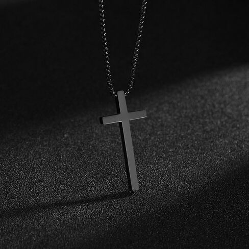 قلادة متقاطعة للرجال والنساء من الذهب والفضة والأسود والفولاذ المقاوم للصدأ والفضة قلادة متقاطعة بسيطة ولطيفة للرجال والنساء مجوهرات ذهبية 16-18-20-22-24-30 بوصة in Kuwait