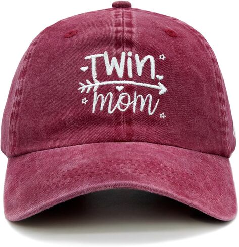 قبعة بيسبول نسائية من Waldeal Twin Mom Gift، قبعة قابلة للتعديل من قماش الدنيم القديم المغسول للنساء in Kuwait