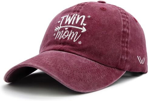 قبعة بيسبول نسائية من Waldeal Twin Mom Gift، قبعة قابلة للتعديل من قماش الدنيم القديم المغسول للنساء in Kuwait