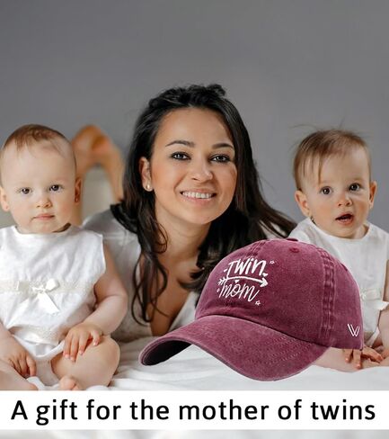 قبعة بيسبول نسائية من Waldeal Twin Mom Gift، قبعة قابلة للتعديل من قماش الدنيم القديم المغسول للنساء in Kuwait