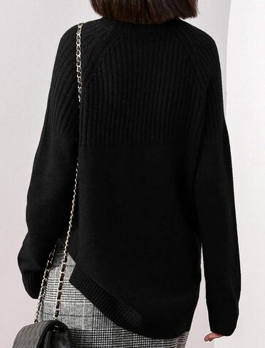 Sweaters Womens Loose Jumpers Merino Wool Knit Split Thick Turtleneck Pullover Long Sleeve Winter Tops in Saudi Arabia