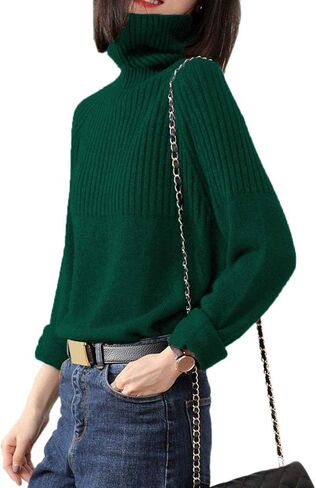 Sweaters Womens Loose Jumpers Merino Wool Knit Split Thick Turtleneck Pullover Long Sleeve Winter Tops in Saudi Arabia