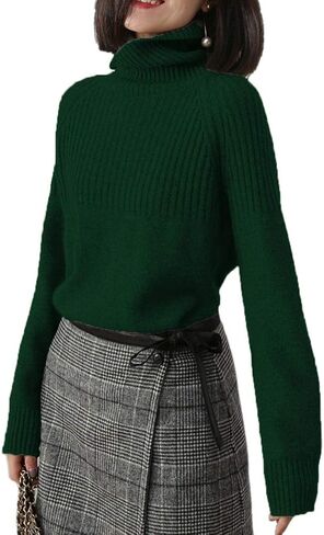 Sweaters Womens Loose Jumpers Merino Wool Knit Split Thick Turtleneck Pullover Long Sleeve Winter Tops in Saudi Arabia