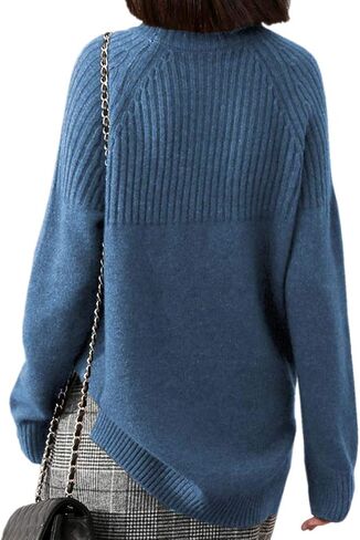 Sweaters Womens Loose Jumpers Merino Wool Knit Split Thick Turtleneck Pullover Long Sleeve Winter Tops in Saudi Arabia