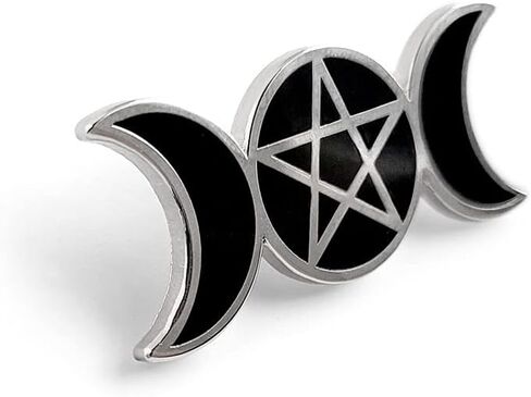 Pinsanity Triple Moon Goddess Wiccan رمز المينا طية صدر السترة دبوس in Saudi Arabia