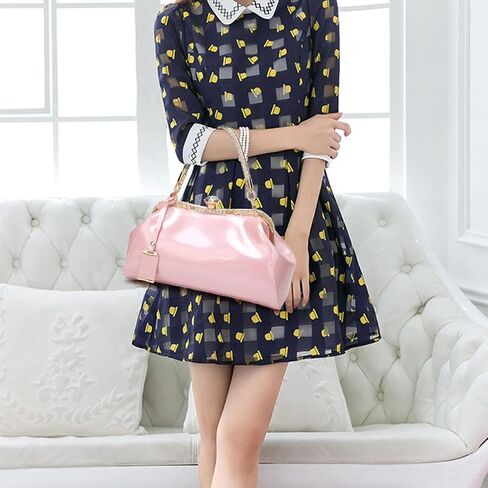 Glossy Patent Leather Handbag for Women Top Handle Tote Bag Evening Shoulder Bag Wedding Satchel Retro Purse in Saudi Arabia