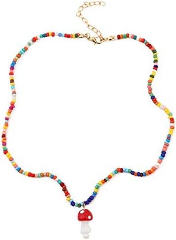 الملونة مطرز الفطر شكل قلادة قلادة الخرز البذور اليدوية الحلو الفطر الطازج Y قلادة الإبداعية بوهيميا مجوهرات العطلة للنساء الفتيات المراهقات in Kuwait