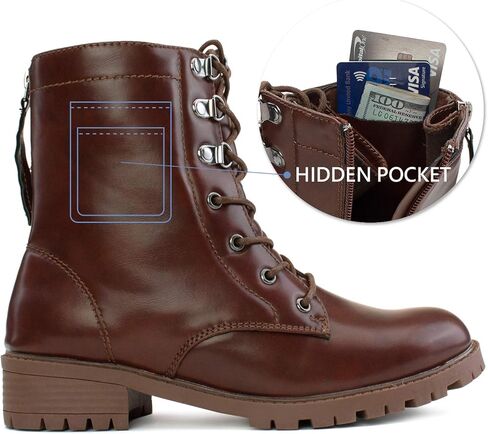 حذاء RF ROOM OF FASHION نسائي برباط وكعب منخفض من الكاحل إلى منتصف الساق القتالية in Kuwait