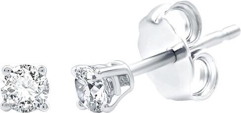 Gilded 1/4 ct. T.W. Round Lab Diamond (SI1-SI2 Clarity, F-G Color) and Sterling Silver Stud Earrings in Saudi Arabia