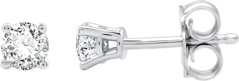 Gilded 1/4 ct. T.W. Round Lab Diamond (SI1-SI2 Clarity, F-G Color) and Sterling Silver Stud Earrings in Saudi Arabia