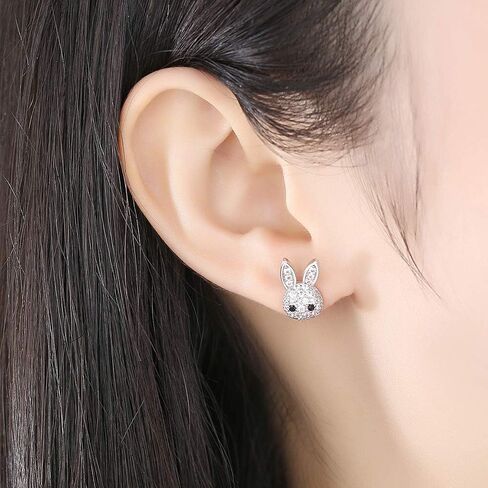 CLASSYZINT Cute Easter Bunny Earrings for Women Tiny CZ Rabbits Stud Earrings Shiny Cubic Zirconia Small Animal Easter Stud Earrings Jewelry Gifts in Saudi Arabia