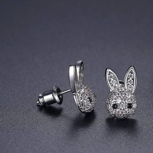 CLASSYZINT Cute Easter Bunny Earrings for Women Tiny CZ Rabbits Stud Earrings Shiny Cubic Zirconia Small Animal Easter Stud Earrings Jewelry Gifts in Saudi Arabia