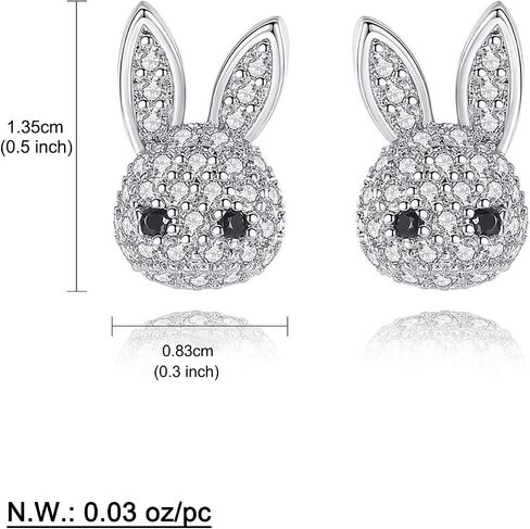 CLASSYZINT Cute Easter Bunny Earrings for Women Tiny CZ Rabbits Stud Earrings Shiny Cubic Zirconia Small Animal Easter Stud Earrings Jewelry Gifts in Saudi Arabia