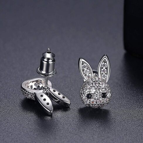 CLASSYZINT Cute Easter Bunny Earrings for Women Tiny CZ Rabbits Stud Earrings Shiny Cubic Zirconia Small Animal Easter Stud Earrings Jewelry Gifts in Saudi Arabia