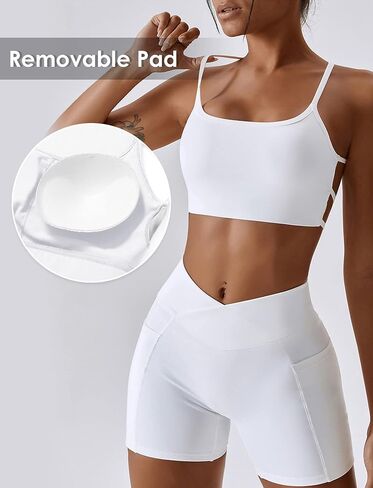 Workout Sports Bras for Women Padded Backless Low Impact Fitness Yoga Bra Criss-Cross Strappy Cropped Tank Top in Saudi Arabia