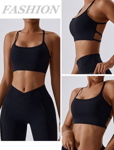Workout Sports Bras for Women Padded Backless Low Impact Fitness Yoga Bra Criss-Cross Strappy Cropped Tank Top in Saudi Arabia