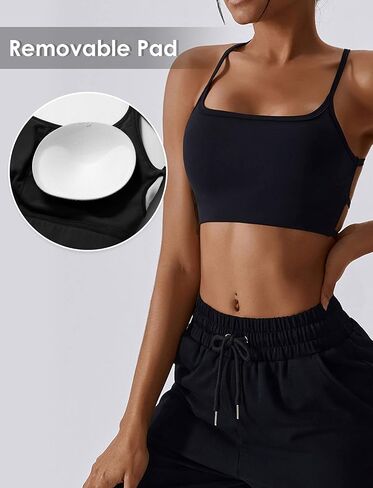 Workout Sports Bras for Women Padded Backless Low Impact Fitness Yoga Bra Criss-Cross Strappy Cropped Tank Top in Saudi Arabia