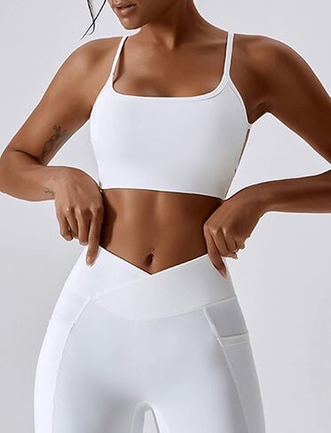 Workout Sports Bras for Women Padded Backless Low Impact Fitness Yoga Bra Criss-Cross Strappy Cropped Tank Top in Saudi Arabia