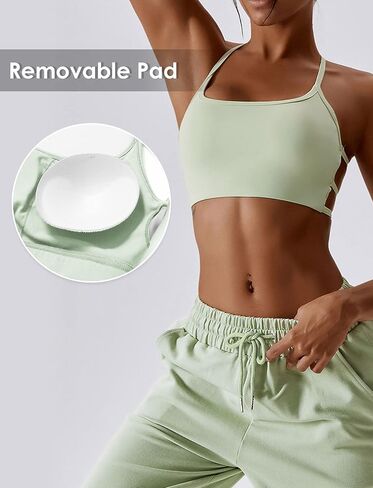 Workout Sports Bras for Women Padded Backless Low Impact Fitness Yoga Bra Criss-Cross Strappy Cropped Tank Top in Saudi Arabia