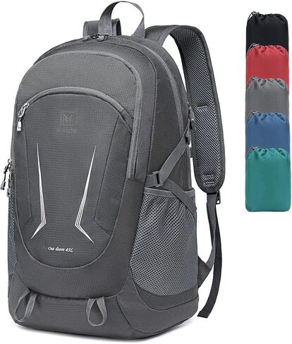 MIYCOO Lightweight Packable Backpack for Travel, 45L Hiking Backpack, Daypack for Men and Women, Waterproof Foldable Backpack Large Hiking Bag Grey in Saudi Arabia