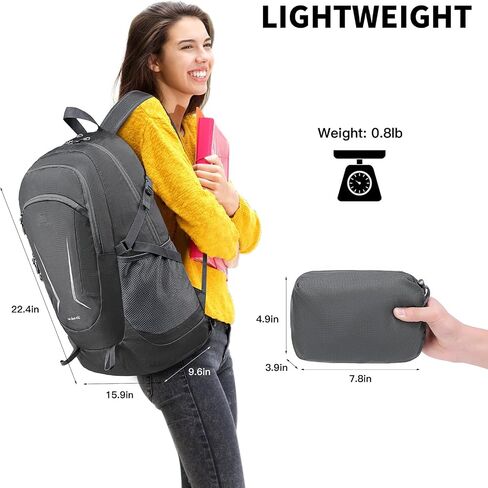 MIYCOO Lightweight Packable Backpack for Travel, 45L Hiking Backpack, Daypack for Men and Women, Waterproof Foldable Backpack Large Hiking Bag Grey in Saudi Arabia