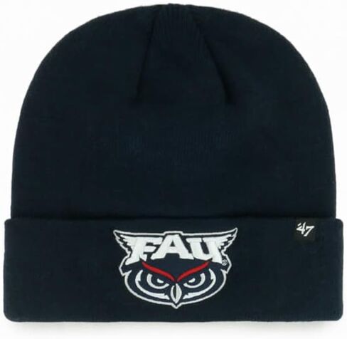 '47 Florida Atlantic Owls Mens Womens Raised Cuff Knit Stretch Fit Navy Beanie with Team Color Logo, Navy, One size in Saudi Arabia