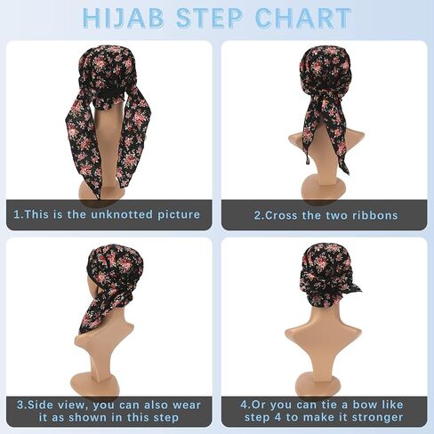 ايفر فيري قبعة نوم قطنية للنساء بطبعة زهور للعلاج الكيميائي، قبعة توربان قبعة لف الشعر, عبوة من 3 ألوان - c1, One Size in Kuwait