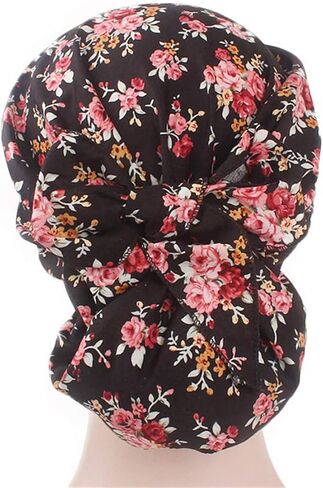 ايفر فيري قبعة نوم قطنية للنساء بطبعة زهور للعلاج الكيميائي، قبعة توربان قبعة لف الشعر, عبوة من 3 ألوان - c1, One Size in Kuwait