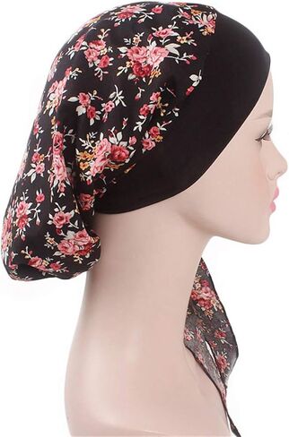 ايفر فيري قبعة نوم قطنية للنساء بطبعة زهور للعلاج الكيميائي، قبعة توربان قبعة لف الشعر, عبوة من 3 ألوان - c1, One Size in Kuwait