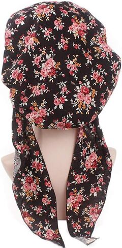 ايفر فيري قبعة نوم قطنية للنساء بطبعة زهور للعلاج الكيميائي، قبعة توربان قبعة لف الشعر, عبوة من 3 ألوان - c1, One Size in Kuwait