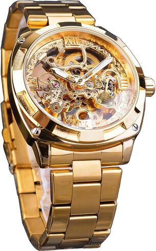FORSINING Men's Luxury Skeleton Watch, Carving Hollow 41mm Big Dial with Square Bezel Wristwatch, Self-Wind Automatic Mechanical Men Watches in Saudi Arabia