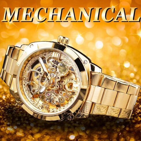 FORSINING Men's Luxury Skeleton Watch, Carving Hollow 41mm Big Dial with Square Bezel Wristwatch, Self-Wind Automatic Mechanical Men Watches in Saudi Arabia
