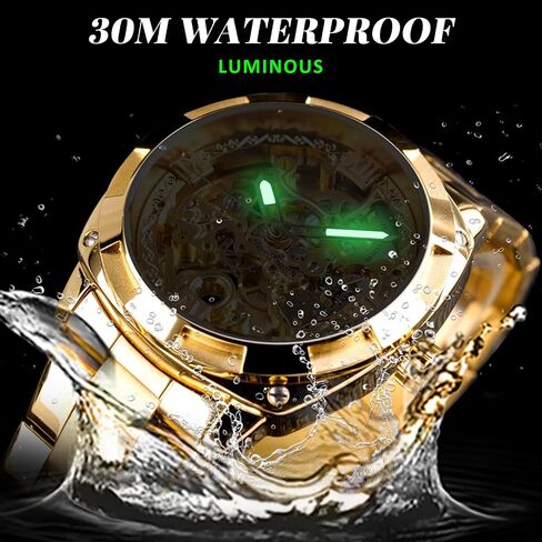 FORSINING Men's Luxury Skeleton Watch, Carving Hollow 41mm Big Dial with Square Bezel Wristwatch, Self-Wind Automatic Mechanical Men Watches in Saudi Arabia